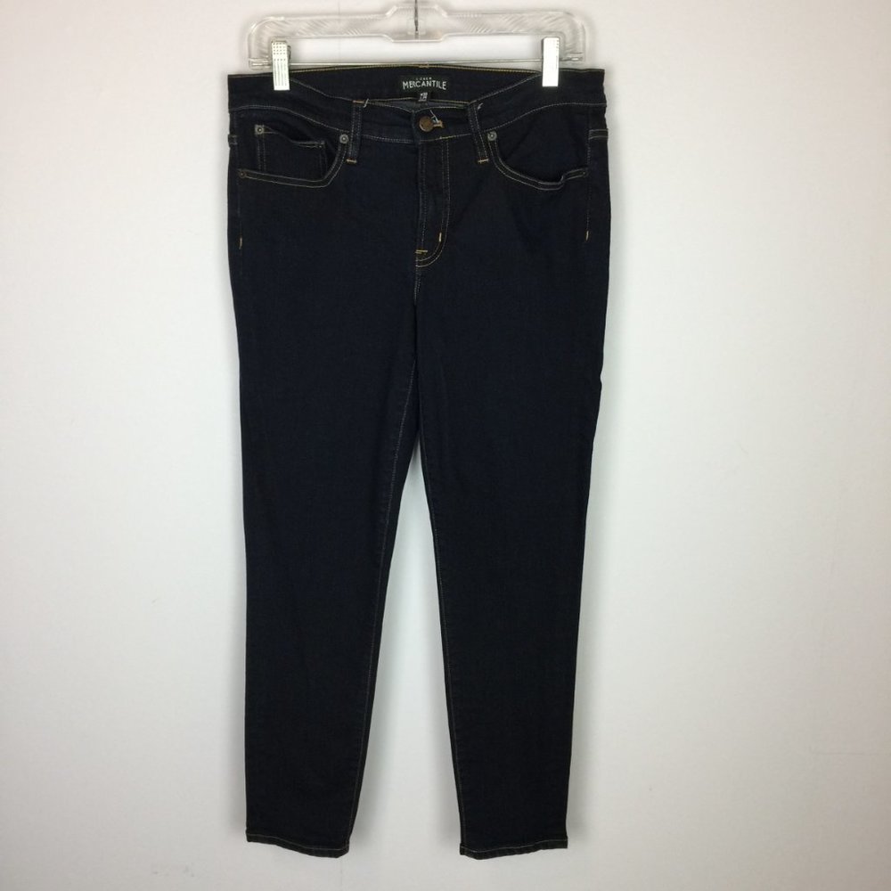 J Crew Mercantile Skinny Jeans Size 30X28 Blue Denim Mid Rise Dark Wash Stretch